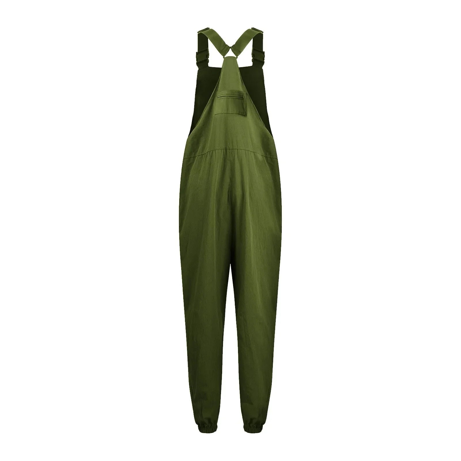 Women's Summer Casual Loose Wide Leg Jumpsuit with Adjustable Straps Pockets and Retro Button Detail Solid Color Sleeveless Overalls