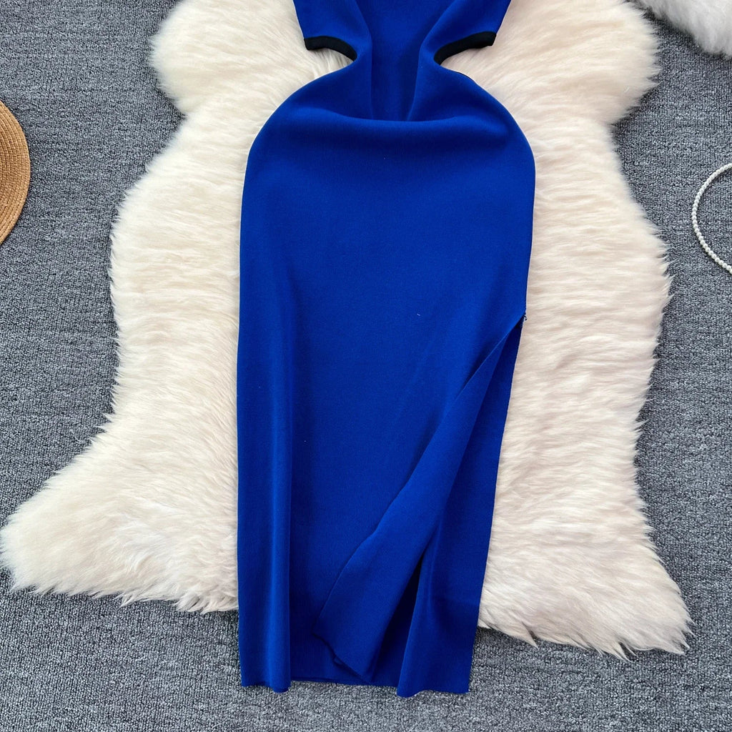 Sexy Cutout Waist Bodycon Dress Knitted Summer Sundress