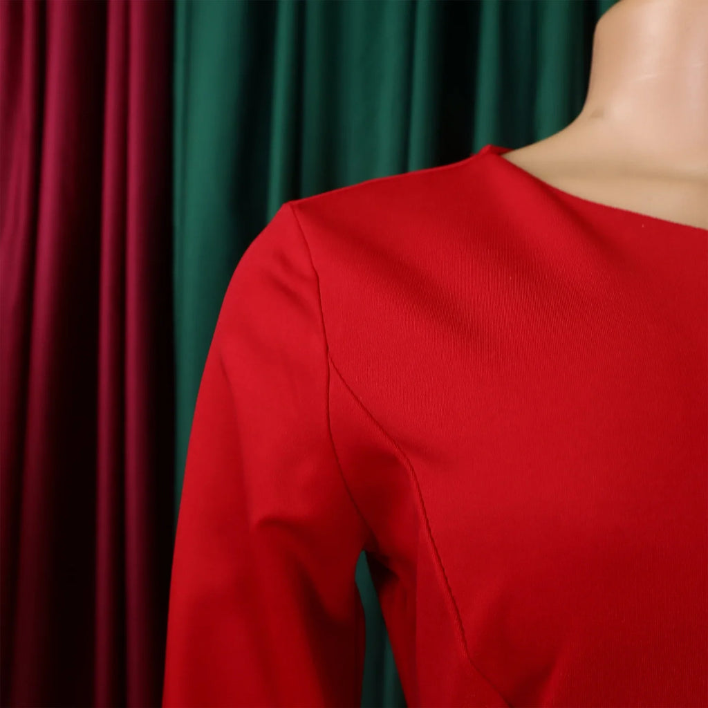 Women's Office Dress Sheath Belted Mid Calf Formal Wear