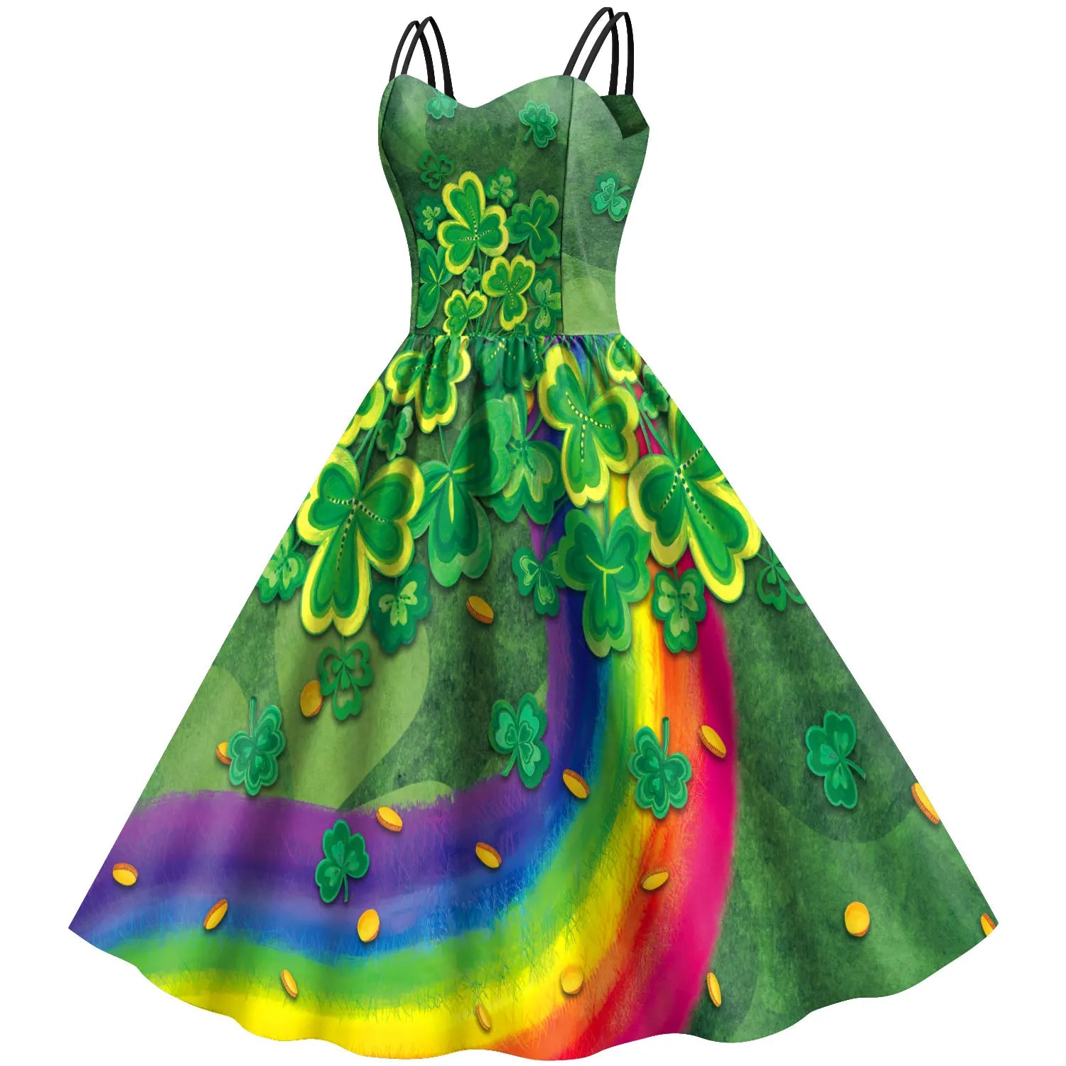 St Patrick's Day Shamrock Tie Dye Wrap Dress For Women