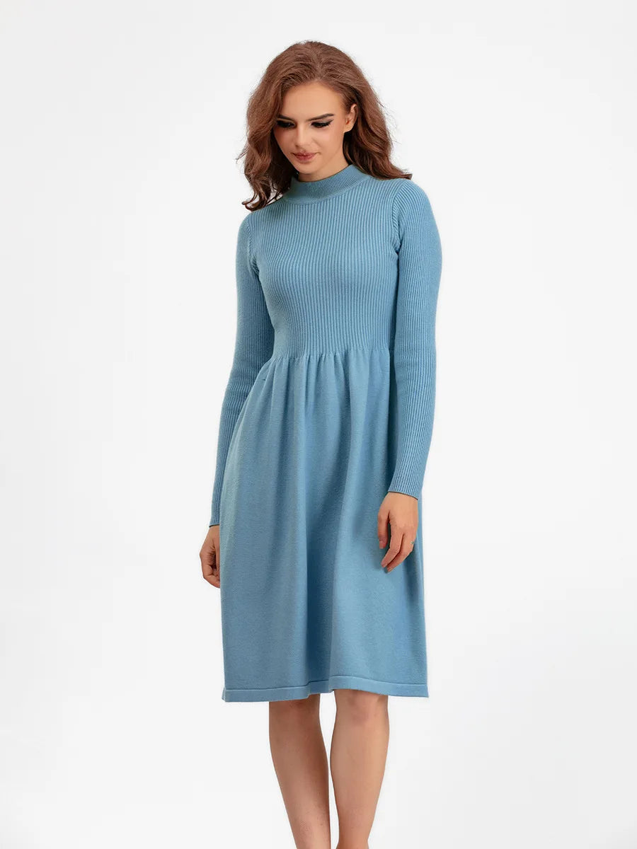 Women's Autumn Knit Dress Bodycon Maxi O Neck Chic Office