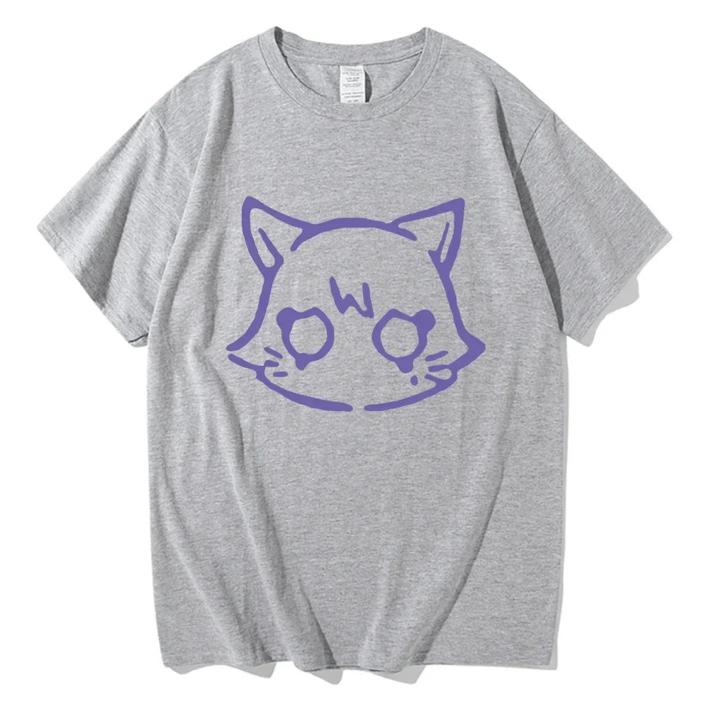 Cute Genshin Impact Scaramouche Cat T Shirt for Men and Women Unisex Cotton Graphic Summer Top