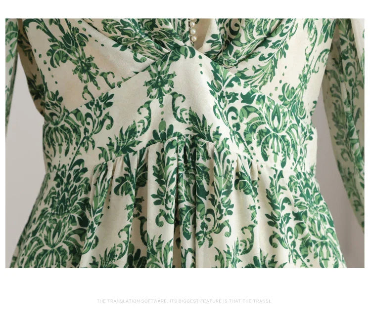 Floral Chiffon Dress For Women V Neck A Line Dress