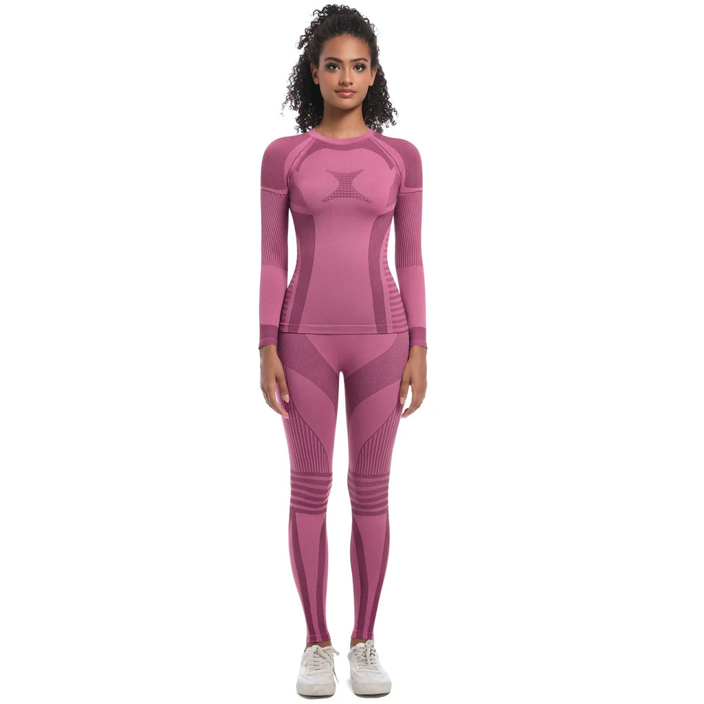 Women Thermal Skiwear Set Yoga and Fitness Workout Suit for Skiing Snowboarding Running and Exercise