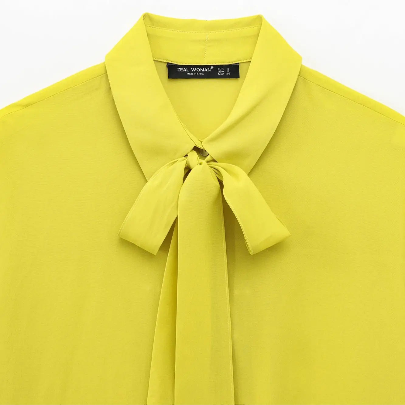 Solid Long Sleeve Bow Tie Blouse for Women Elegant Drawstring Office Shirt All-Match Top