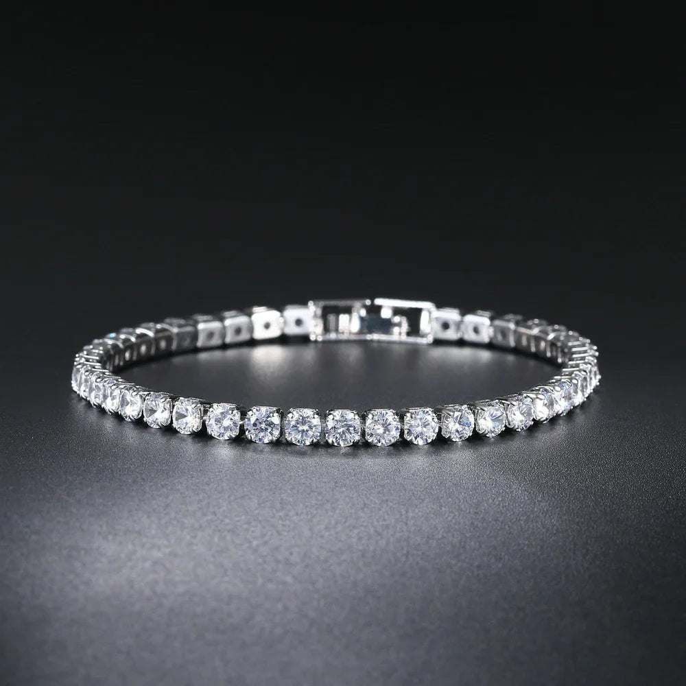 Zircon Tennis Bracelet for Women and Men with Silver Color 2.5mm 3mm 4mm 5mm Dazzling Crystal Hand Chain Wedding Gift Fashion Jewelry