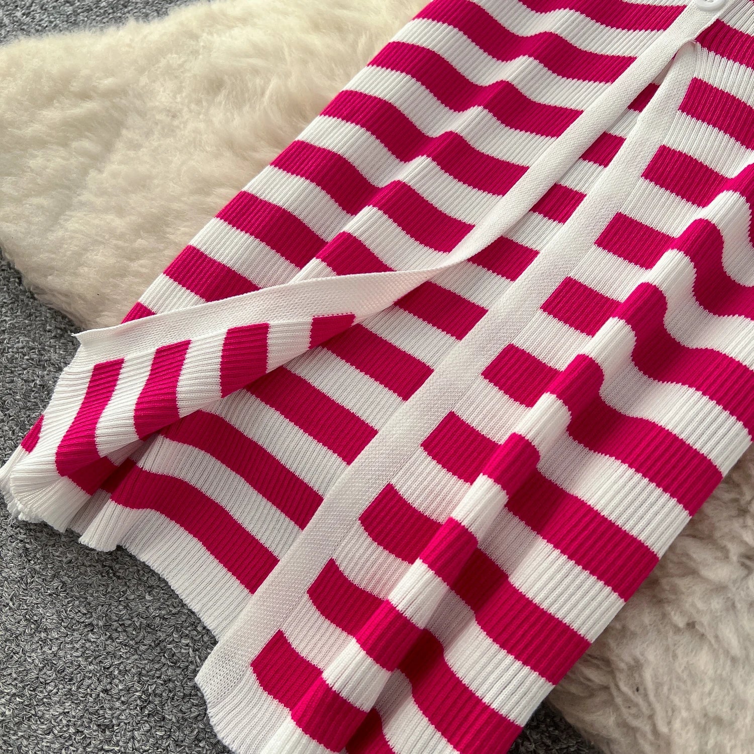 Women Striped Knitted Bodycon Maxi Dress for Summer