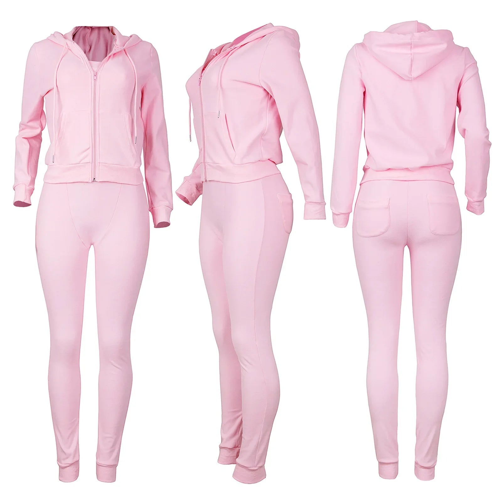 Women Thick Fleece 3 Piece Jogger Sweatsuit Set with Sweatpants, Vest and Hoodie for Fall and Winter