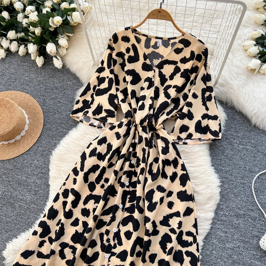 Ruched V Neck Office Dress Long Sleeve For Women Red