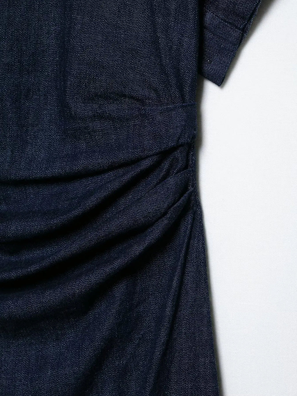 Pleated Slit Dress Round Neck Short Sleeves High Waist Chic