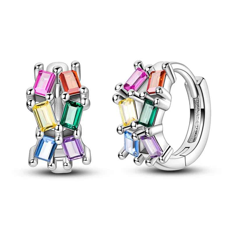 Colorful Butterfly Bee Ladybug Rainbow Flower Earrings in 925 Sterling Silver for Women Fashion Jewelry Gifts