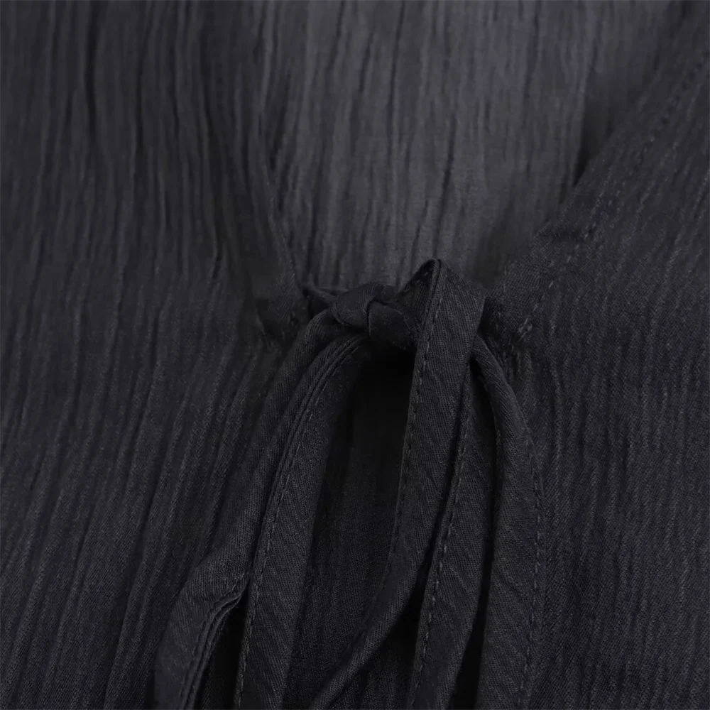 Elegant Kimono Style Women's Long Sleeve V Neck Shirt Jacket and Matching Long Pants Set with Textured Fabric and Refined Temperament