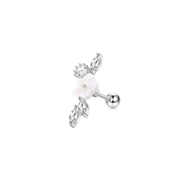 16G Stainless Steel Screw Back Stud Earrings with Cubic Zirconia for Cartilage Conch Helix Ear Piercing