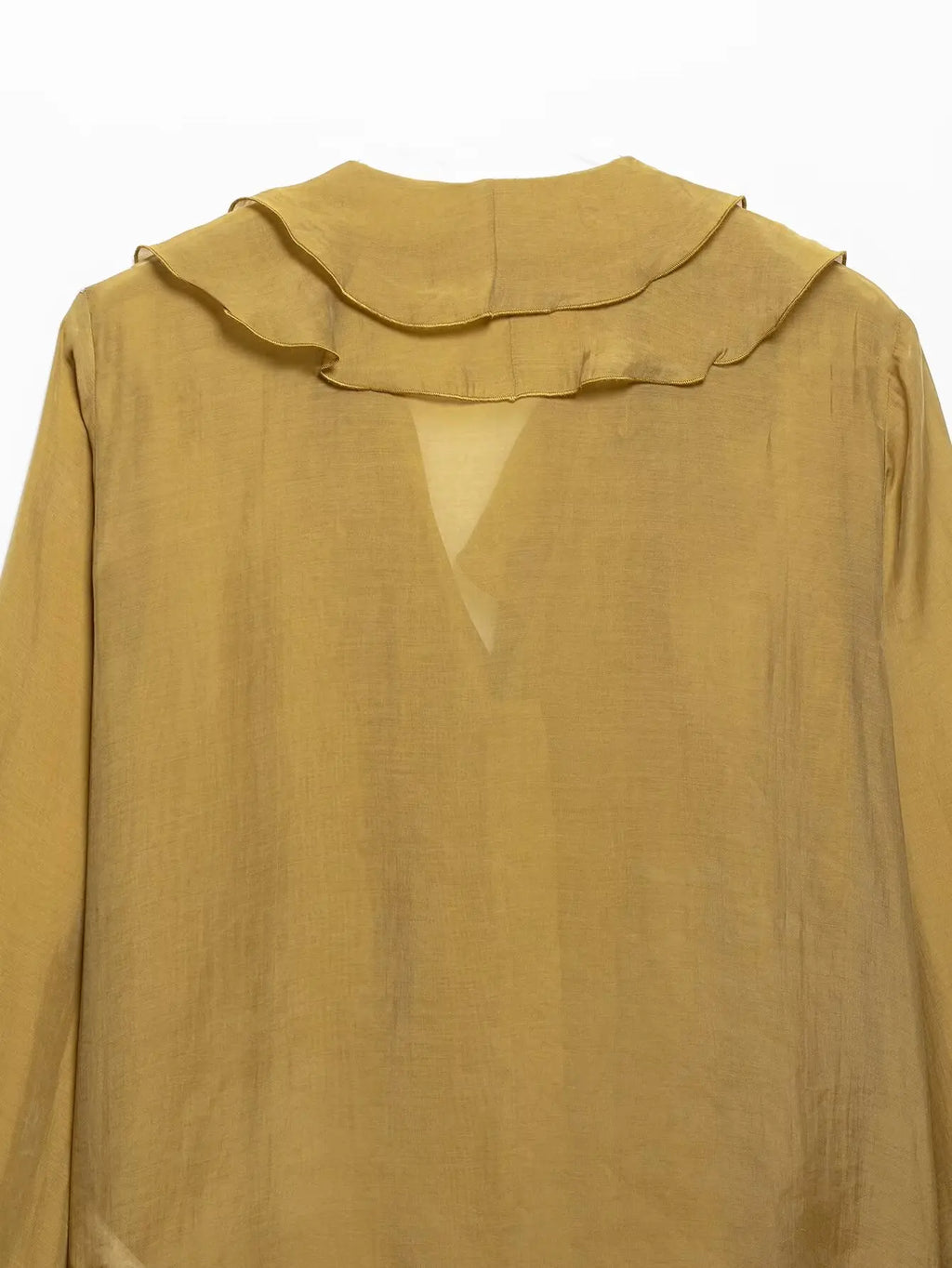 Laminated V Neck Long Sleeve Casual Shirt for Women with Versatile Temperament and Elegant Fit