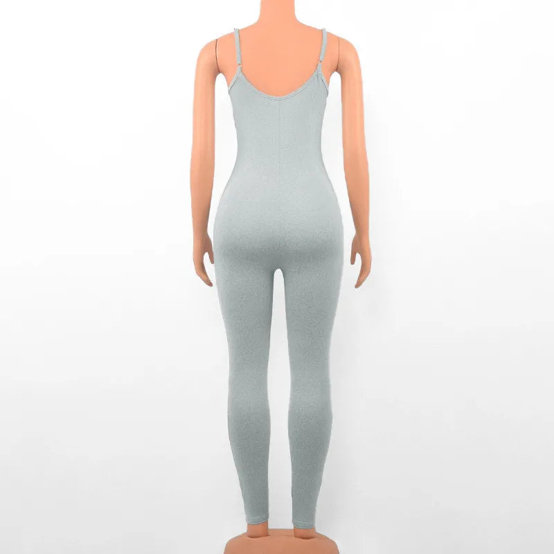 Women's Sleeveless Black Bodycon Jumpsuit Sexy Backless Slim Fit Casual Romper Streetwear Overall