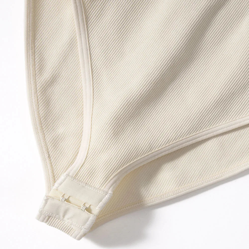 Sexy Long Sleeve Bodysuit for Women Skinny Bodycon V-Neck Push Up Romper Streetwear Jumpsuit