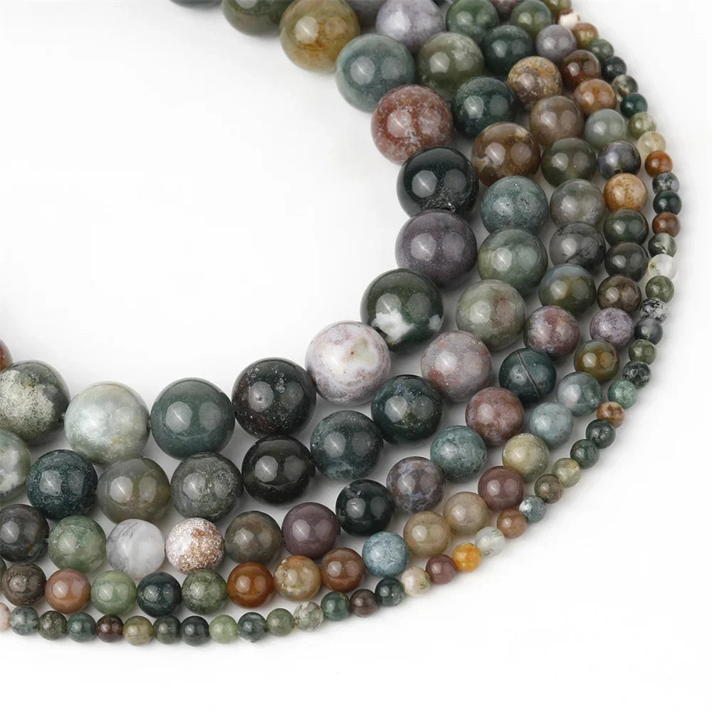 Natural Indian Agate Round Loose Spacer Beads for Jewelry Making and DIY Charm Bracelets and Necklaces