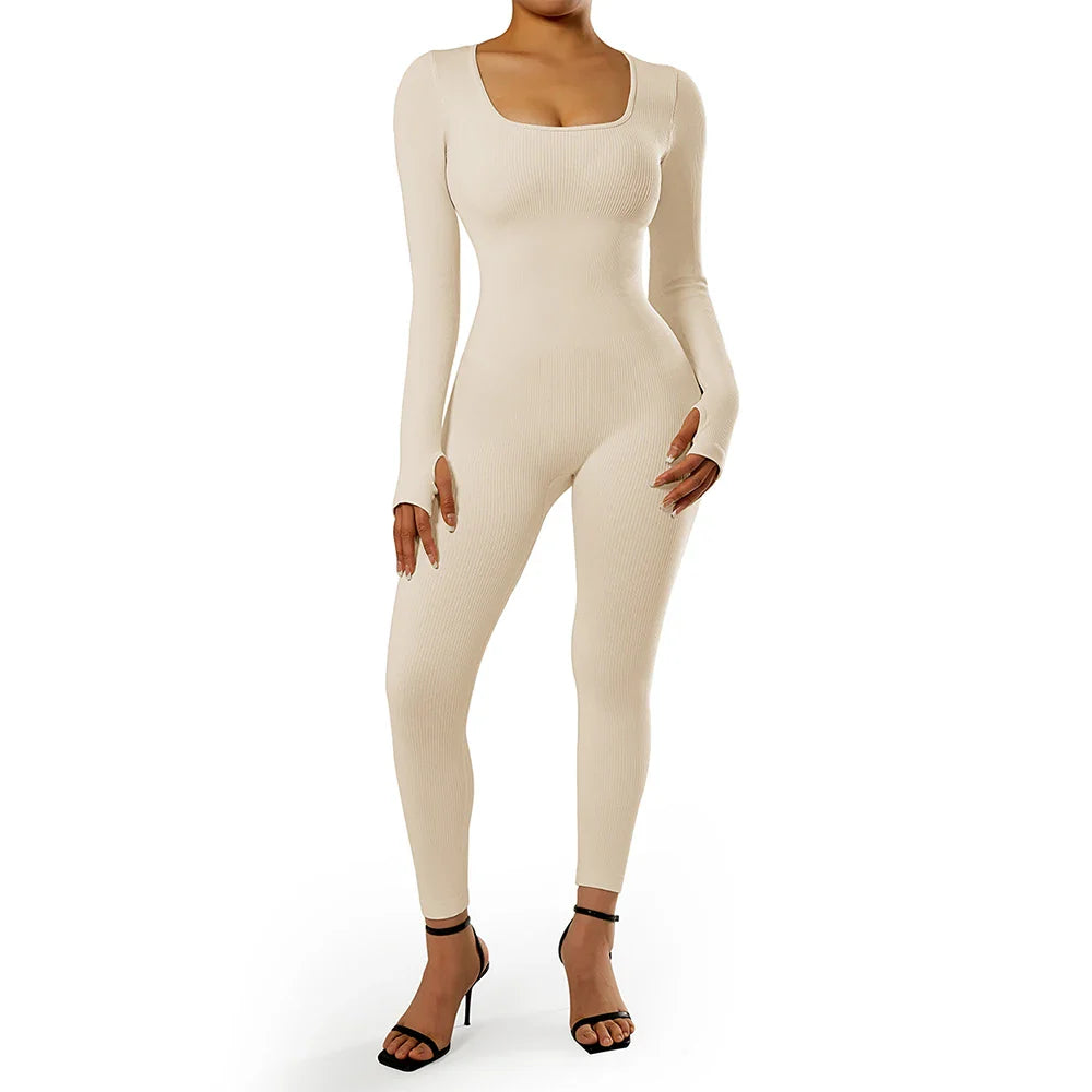 Bodycon Slim Fit Zipper Jumpsuit for Women Casual Brown Fitness Romper Streetwear Playsuit Overall