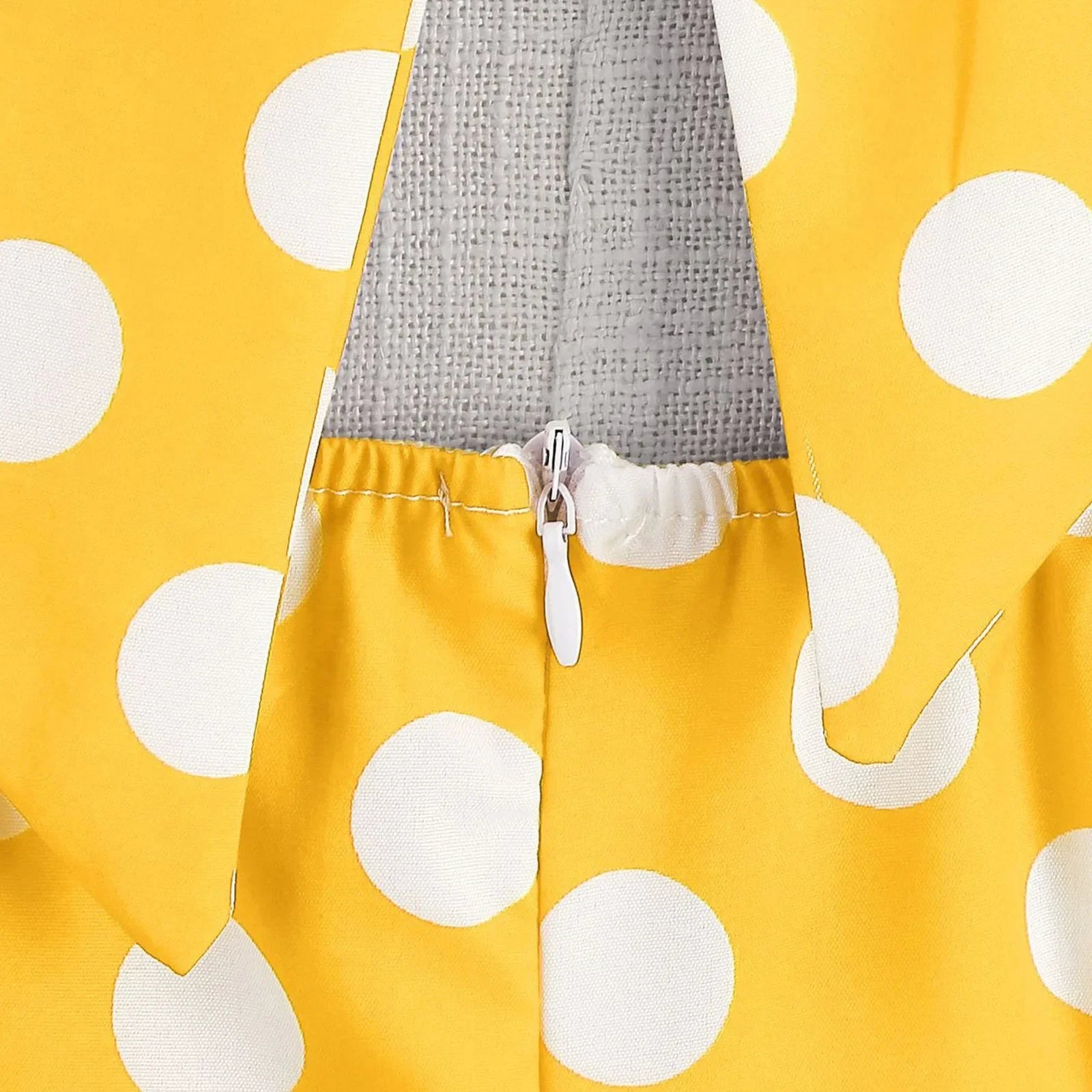 Retro Polka Dot Lace Up Backless Dress With Swing Puff