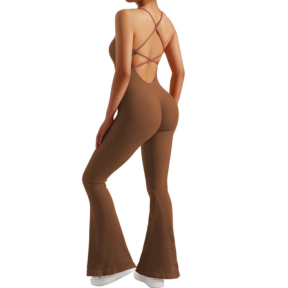 Solid Body-Shaping Sleeveless Skinny Jumpsuit Women Casual Square Collar One Piece Romper Sporty Bodysuit