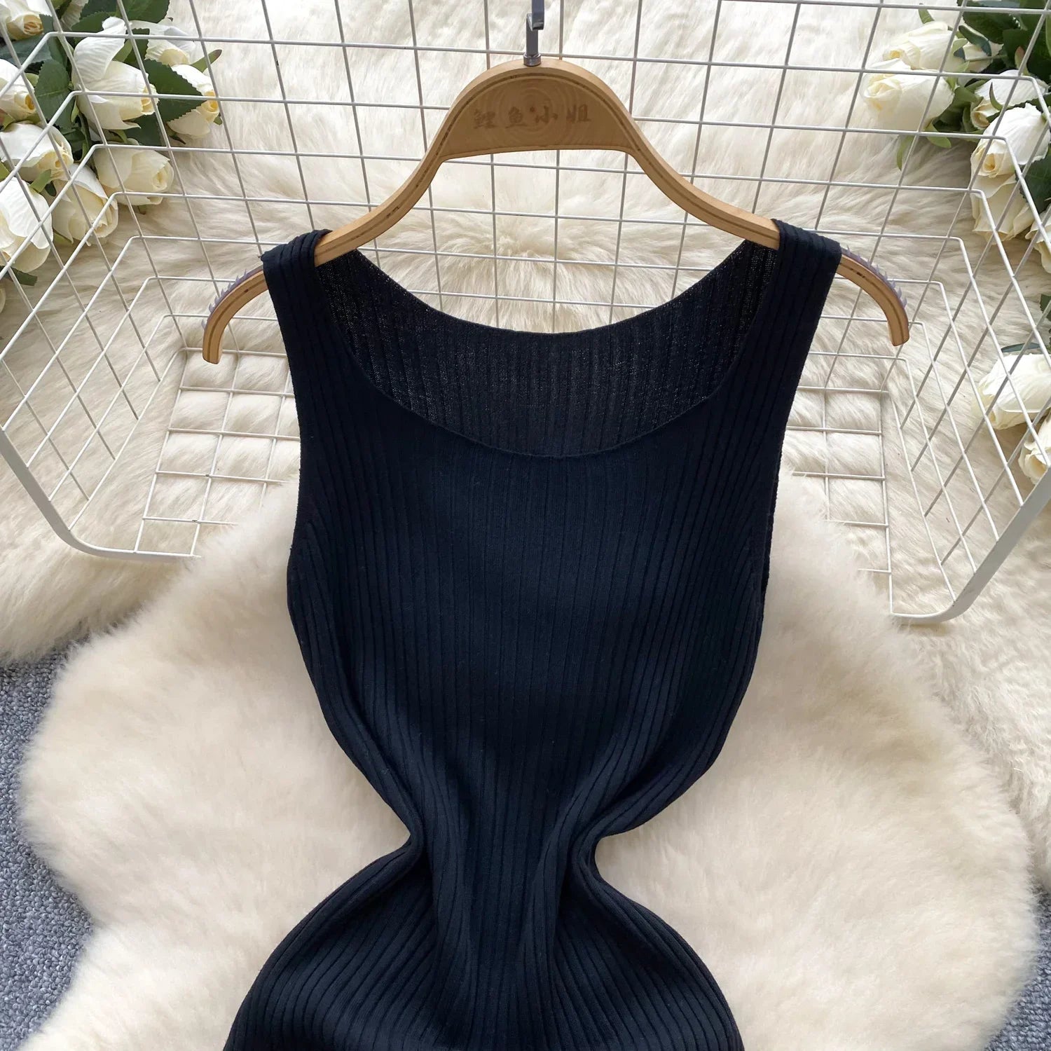 Knit Maxi Dress Women Sleeveless O Neck Bodycon Solid