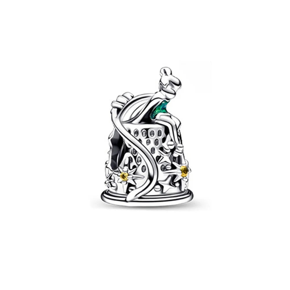 925 Silver Mermaid Princess Dress Charms for DIY Dangle Beads Fit Original Pendant Bracelet Necklace Fashion Jewelry