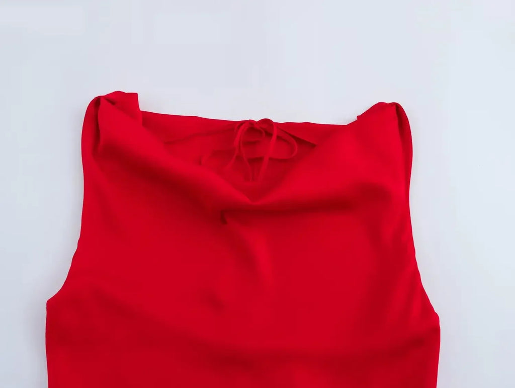 Silk Backless Strap Dress For Party And Evening Occasion