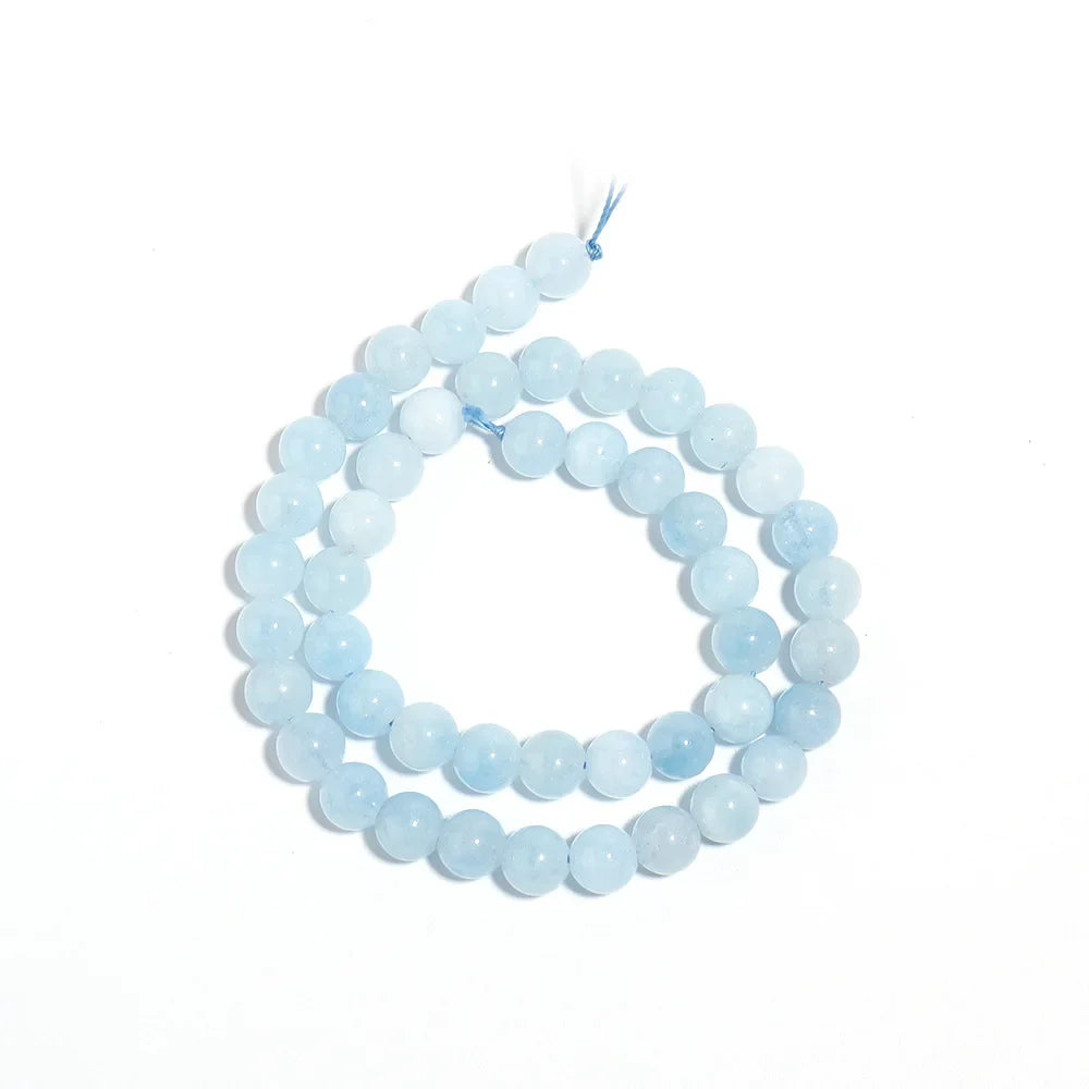 Natural Aquamarine Stone Beads Blue Round Gemstone Beads for DIY Jewelry Making and Accessories
