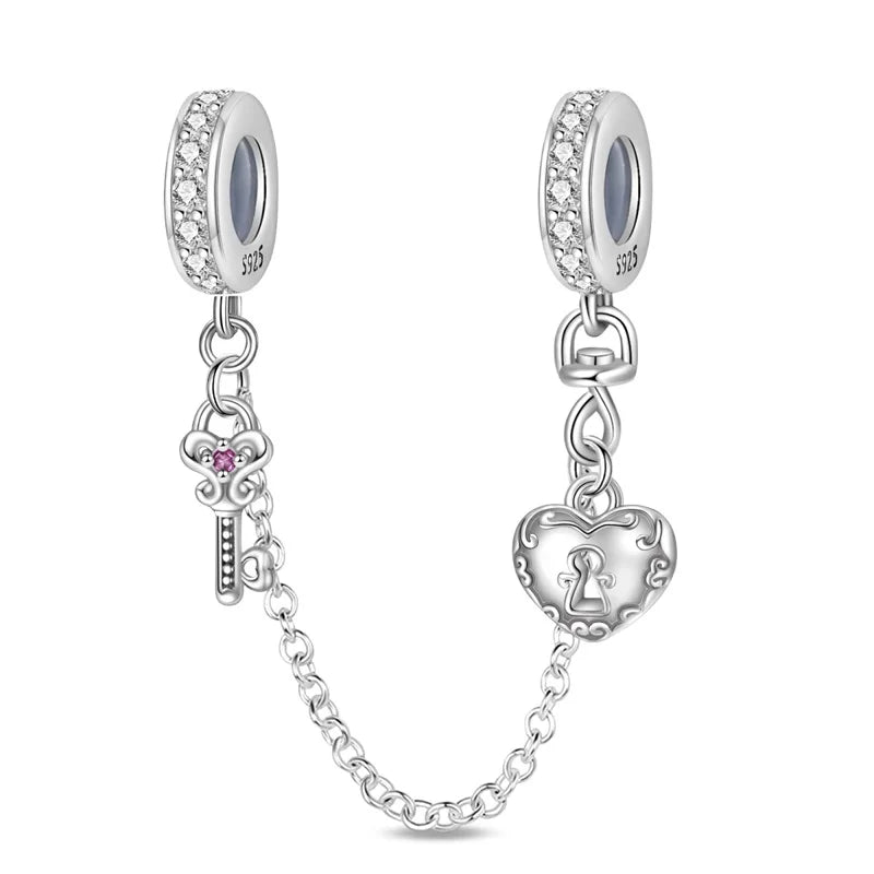 Silver Plated Lotus Guardian Angel Heart-Shaped Zircon Charms Beads for DIY Jewelry and 925 Bracelets