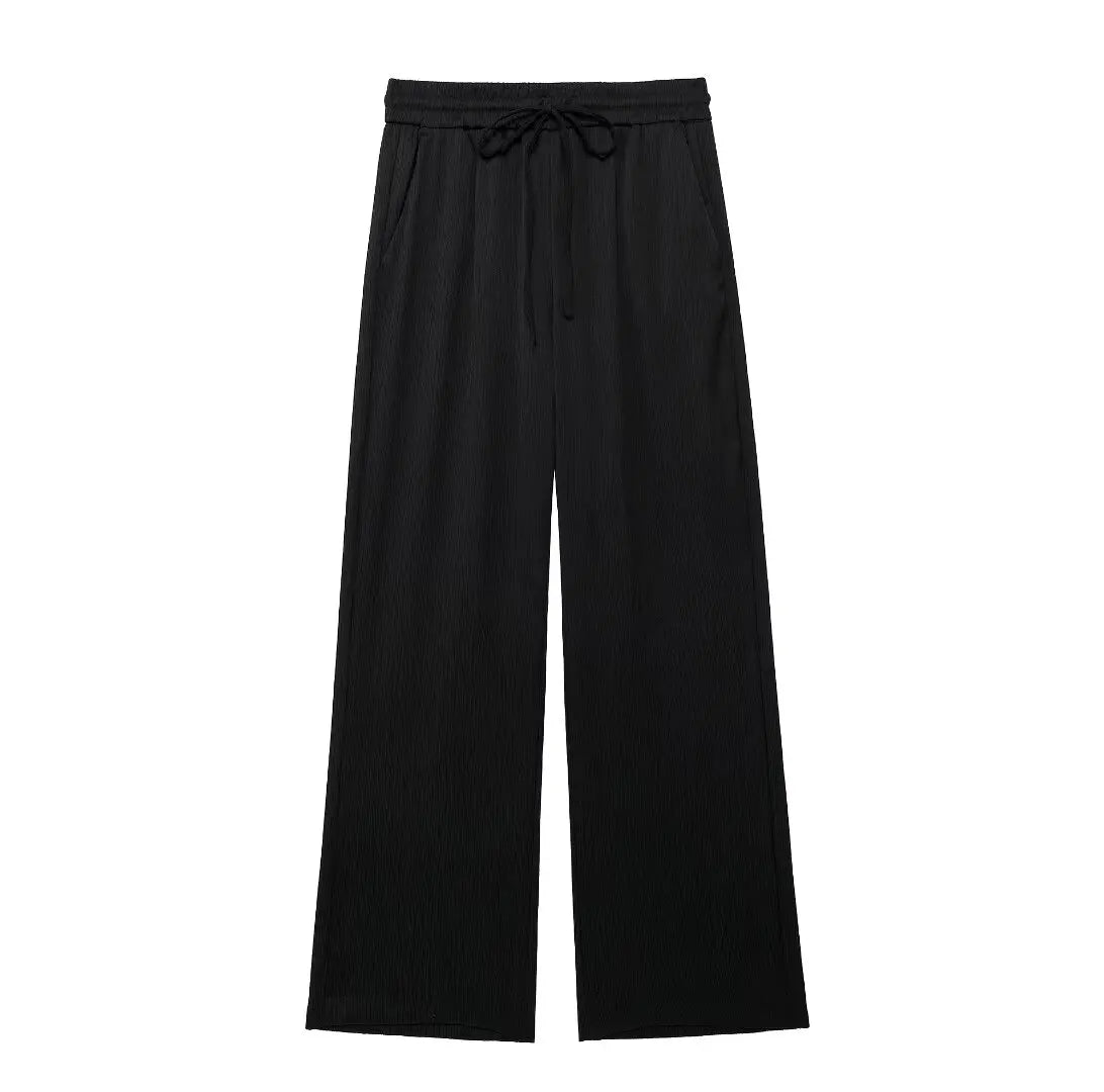 Chic Vintage Pink Loose Blazer and High Waist Wide Leg Pants Set for Women