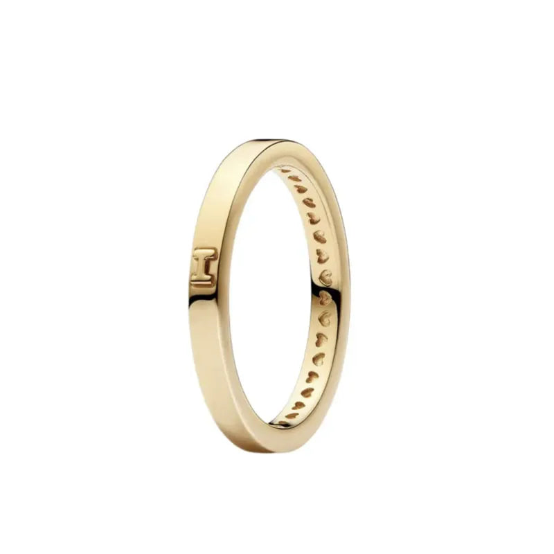 Classic Square Heart Shaped 925 Sterling Silver Ring in Exquisite Gold Color for Jewelry Gift