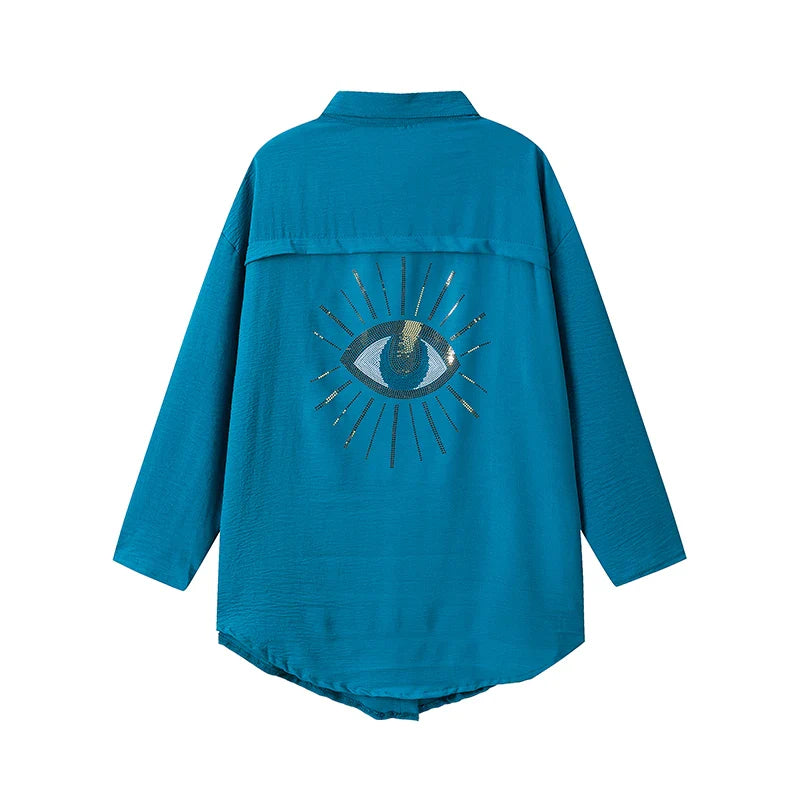 Women's Casual Cotton Linen Lapel Long Sleeve Shirt Autumn Winter Fashion Tunic