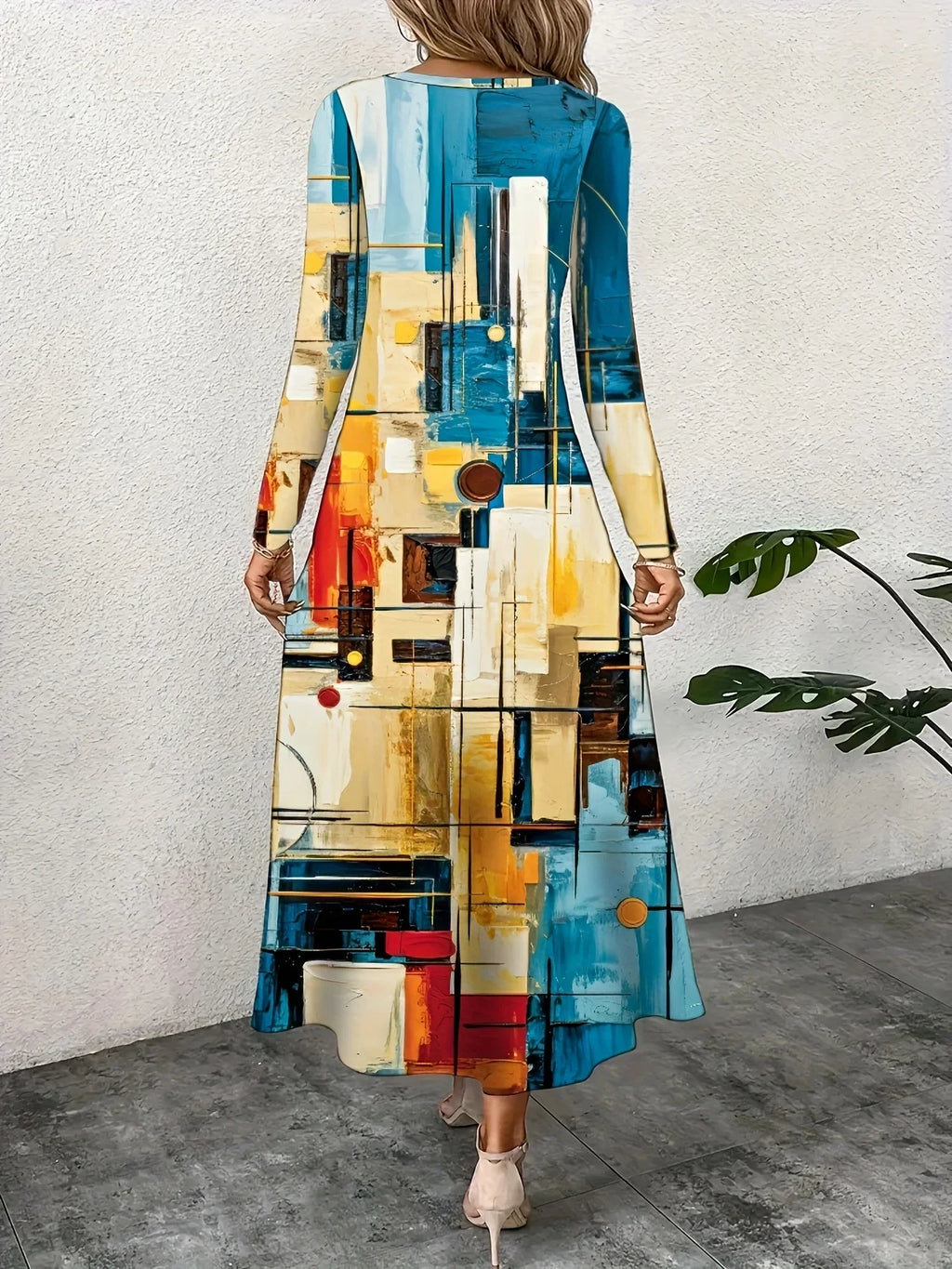 Casual Printed Dress Women Loose Fit Elegant Style Chic