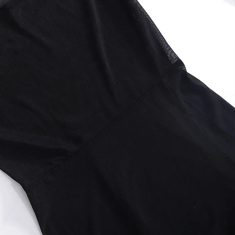 Slim Fit Sheer Dress For Women Lace Up Long Sleeve Fashion