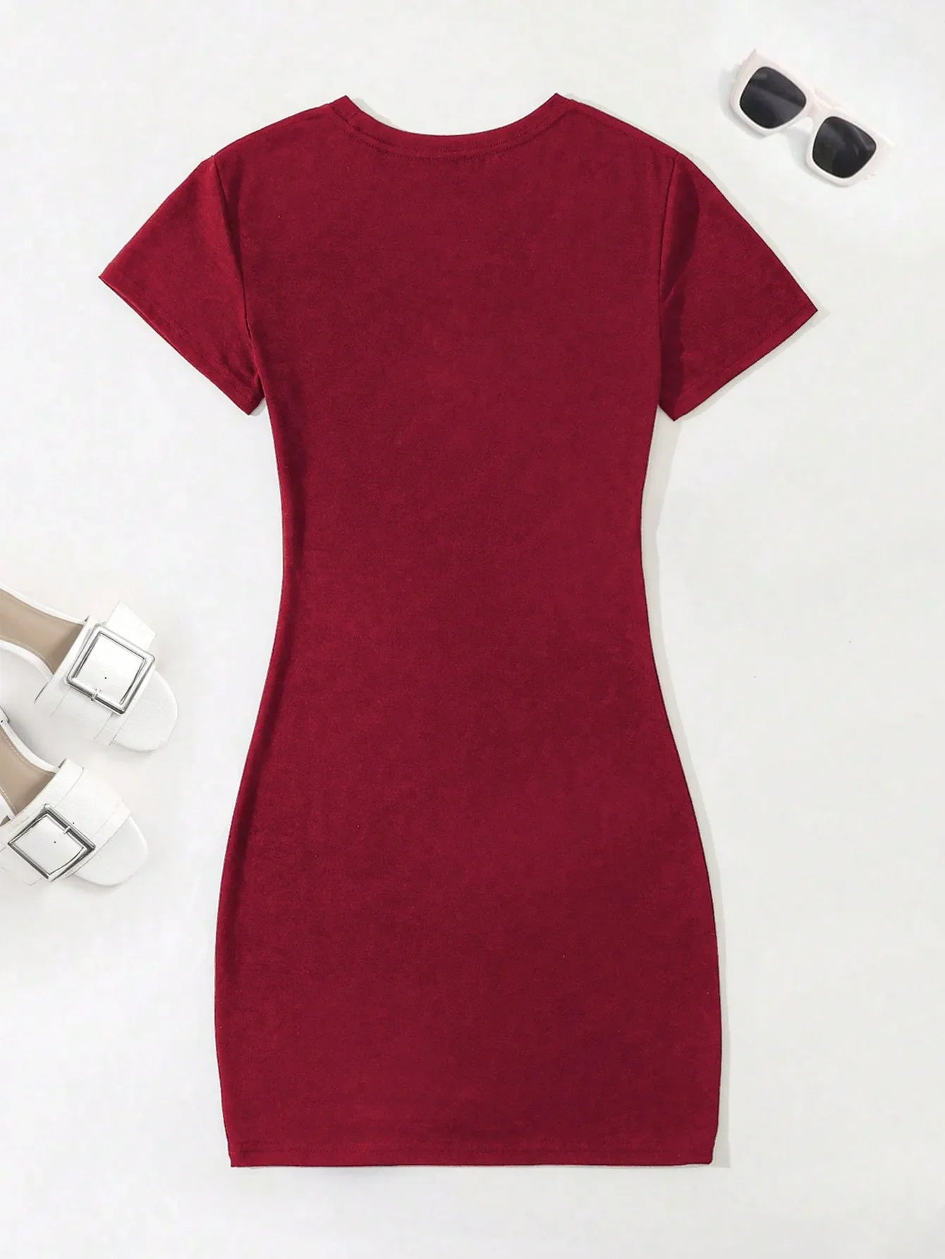 Womens Short Sleeve Mini Dress Slim Fit Casual Streetwear