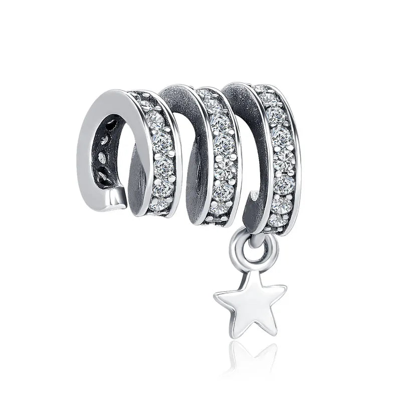 Charm Fit Original Bracelet with Shining Zircon Love Heart and Flower Bead for Women Jewelry Gift in 925 Silver Plated Design