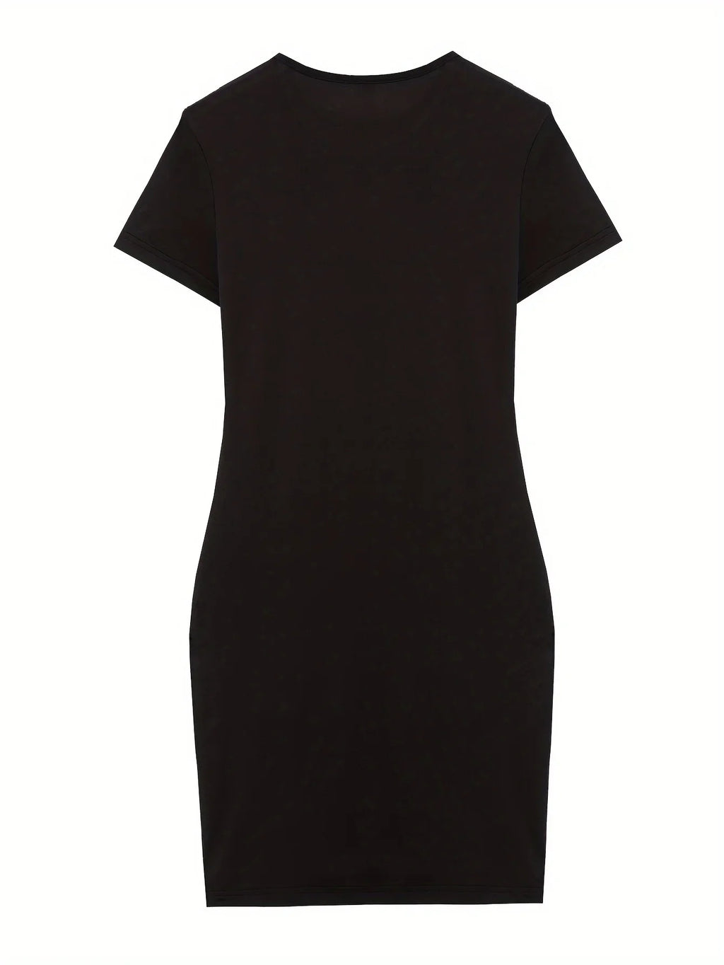 Bear Print Bodycon Dress With Short Sleeves Crew Neck