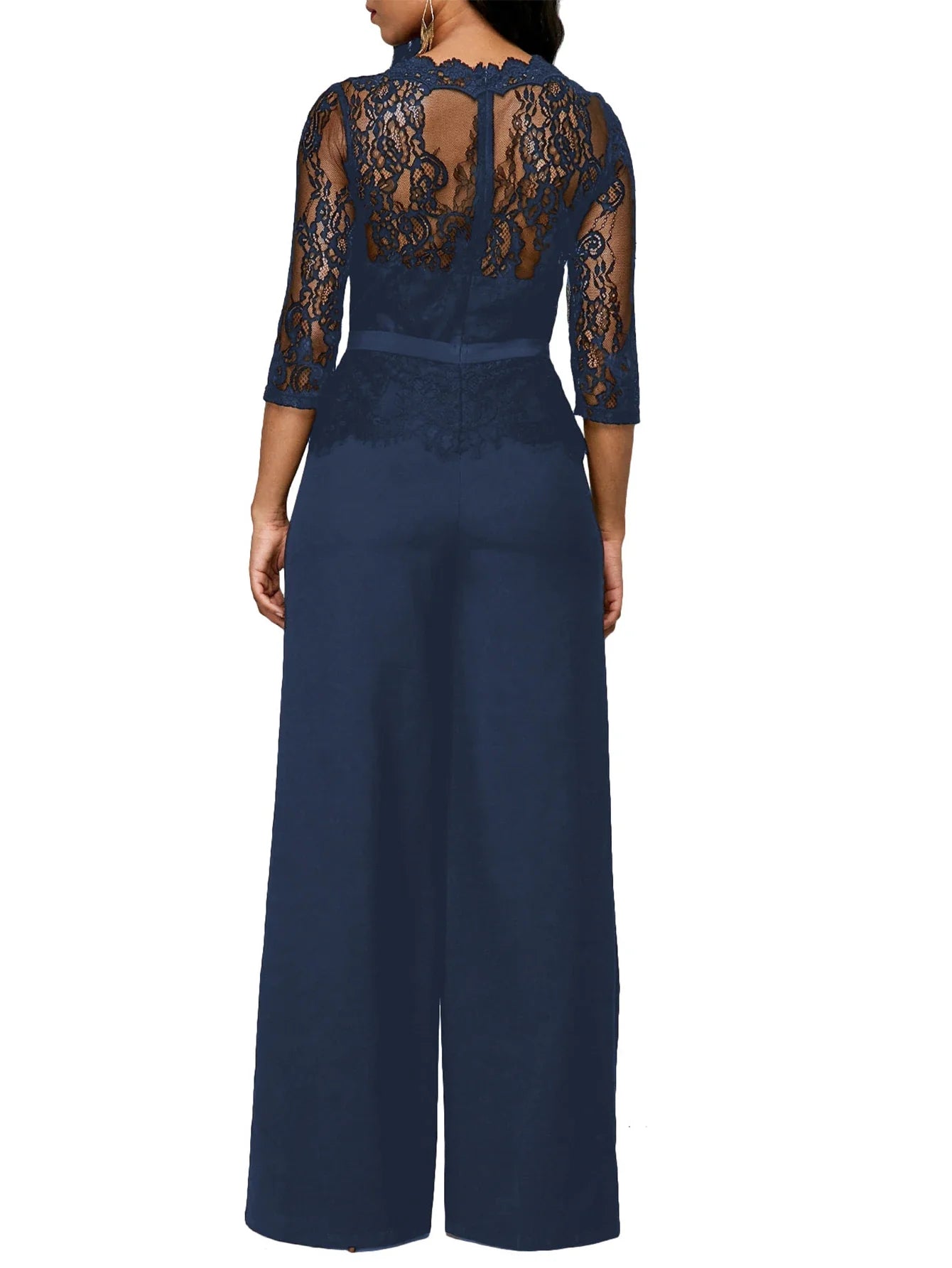 Solid Color Short Sleeve Lace Jumpsuit Versatile for Indoor and Outdoor Wear Elegant Chic Design for Multiple Occasions