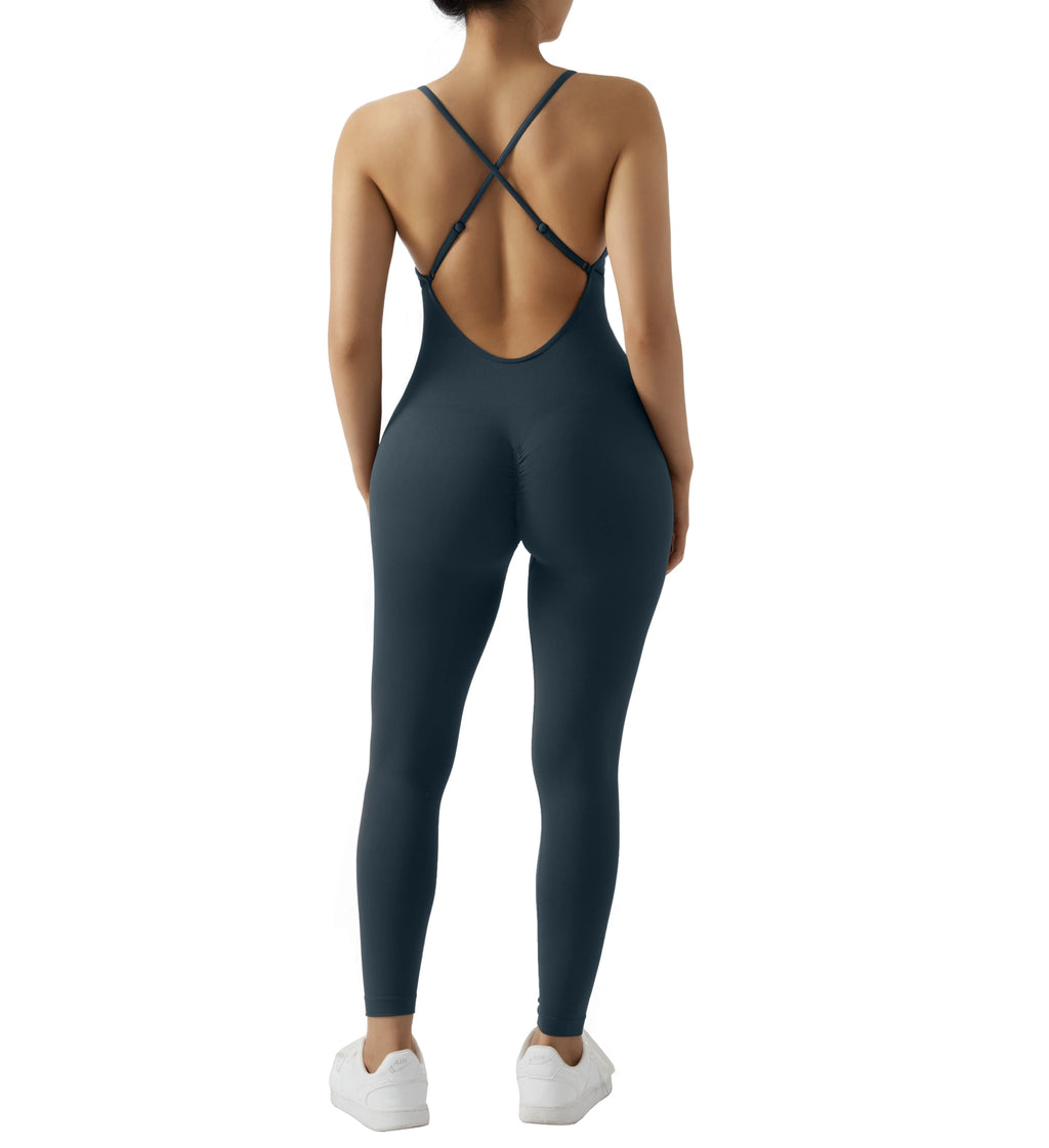 Solid Sexy Sleeveless Jumpsuit for Women Summer Backless Bodycon Romper Casual Playsuit Trendy Sportswear Streetwear