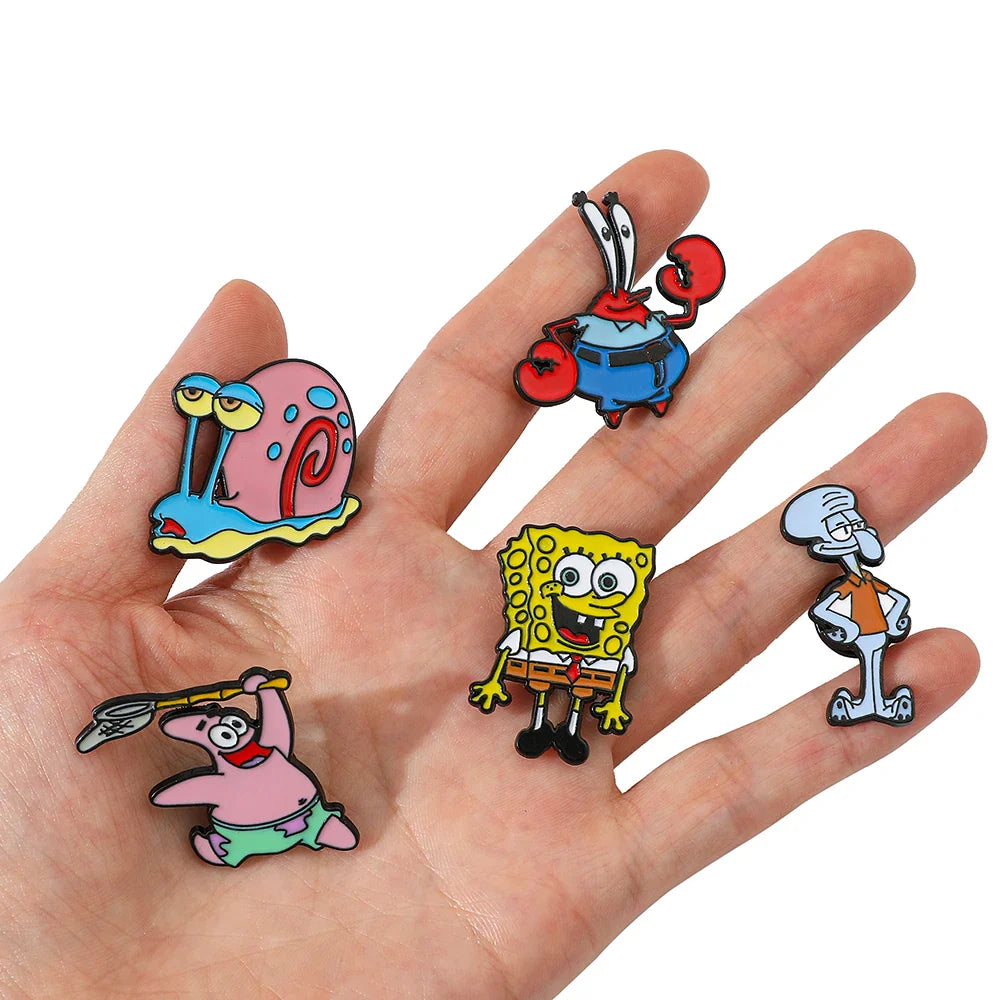 5 Pcs Cute Anime Enamel Pins Funny Gary the Snail Brooches for Clothing and Backpack Accessories Gift
