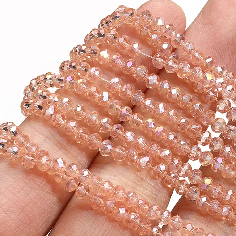 120 Pieces Crystal Glass Rondelle Beads Faceted Round Loose Spacer Beads for Jewelry Making