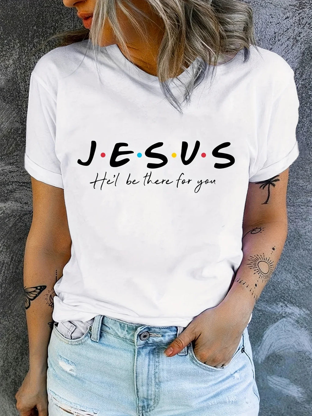 Jesus Print Summer Short Sleeve T-Shirt for Women Casual Clothing