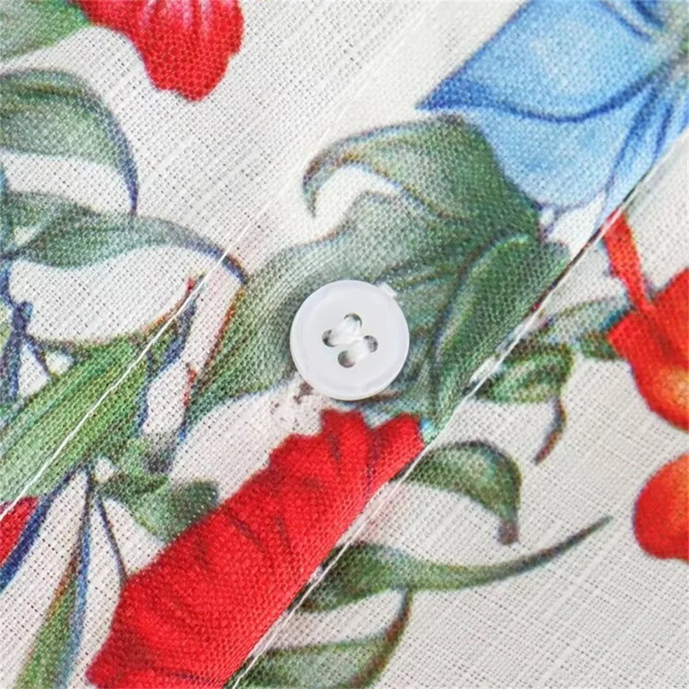 Women's Casual Polo Collar Long Sleeve Linen Shirt and High Waist Pants Set