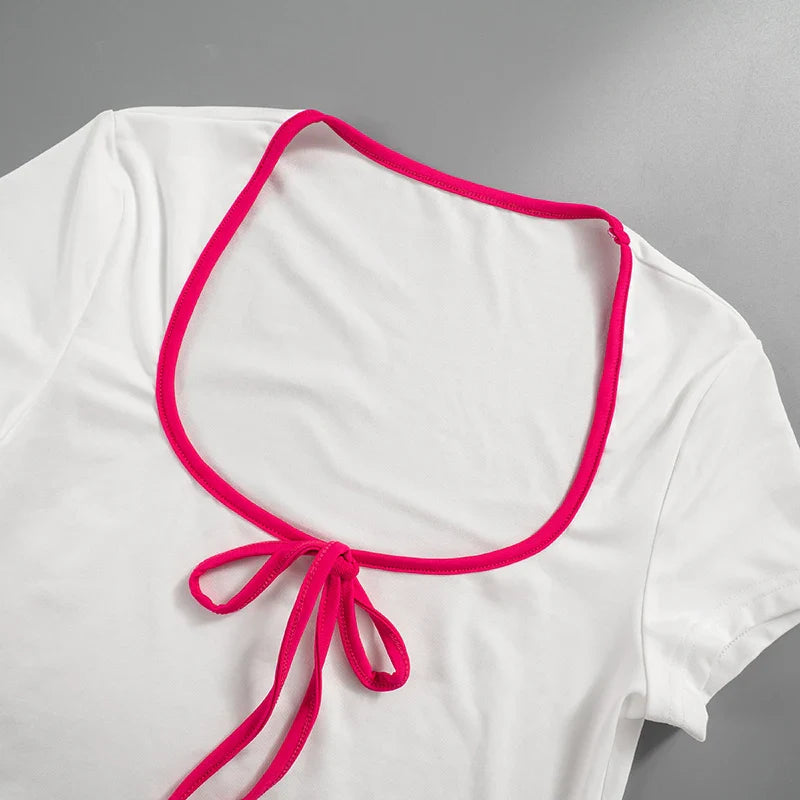 Women Two Piece Party Outfit Set Sexy Short Sleeve Crop Top and High Waist Pleated Mini Skirt Summer Fashion Ensemble