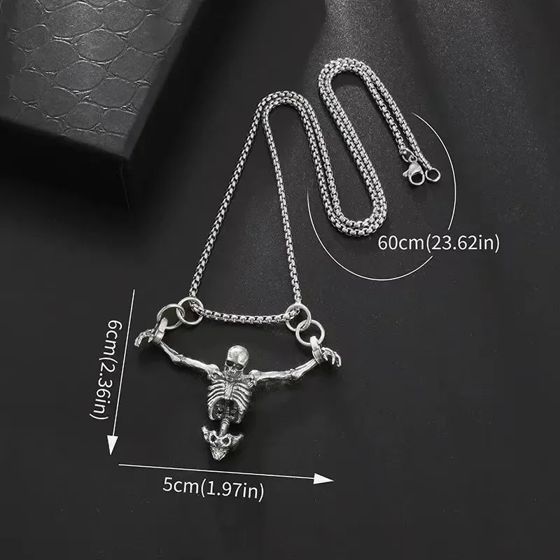 Punk Style Skull Pendant Necklace for Men Vintage Hip Hop Personalized Jewelry Accessories