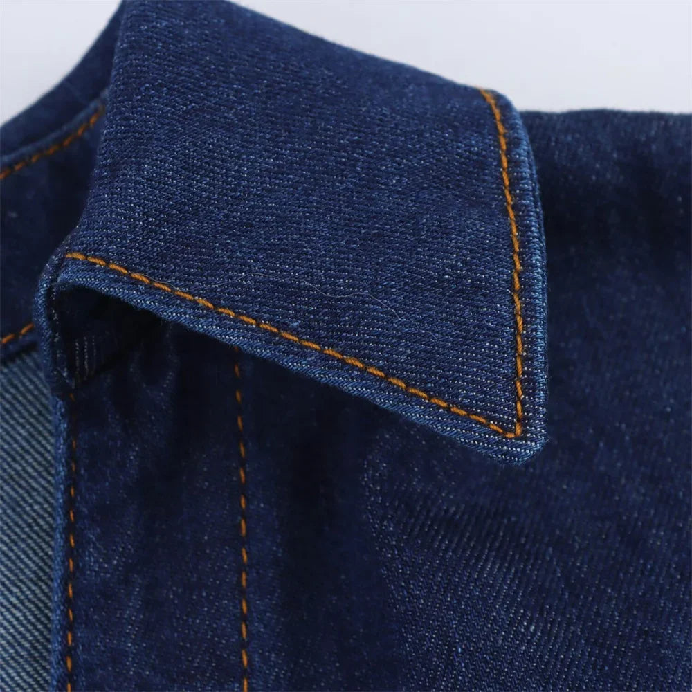 Women Denim Set Loose Fit Button Down Shirt and Wide Leg Pants Casual Outfit