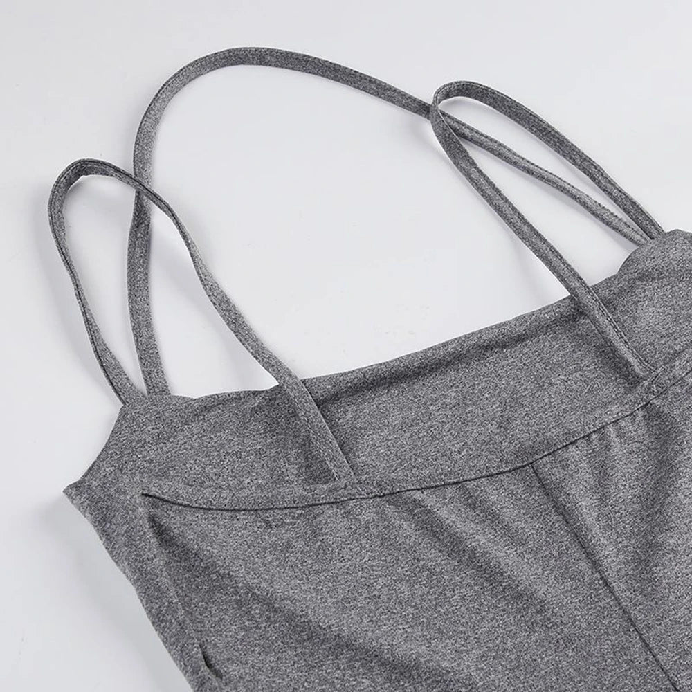 Womens Sexy Bodycon Skinny Yoga Playsuit One Piece Spaghetti Strap Camisole Romper Stretch Fitness Activewear