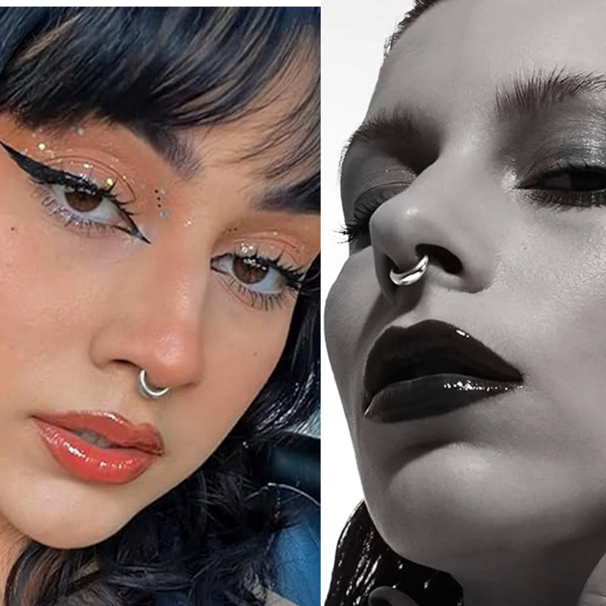 316L Stainless Steel Smooth Hoop Nose Ring Piercing Clicker Water Drop Septum Ring for Women and Men