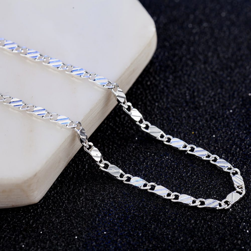 Luxury 2MM Silver Clavicle Chain Necklace for Men and Women Wedding Jewelry Christmas Gifts 16-30 Inches
