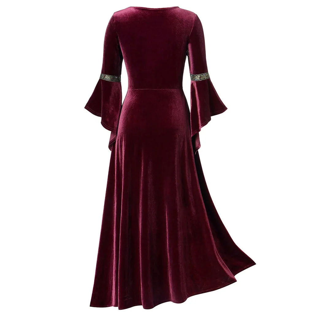 Medieval Cosplay Dress for Women Long Sleeve Elegant Gown